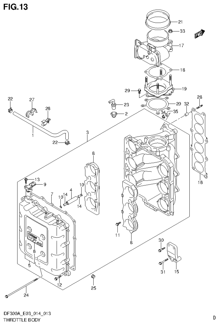 Suzuki DF250AP THROTTLE BODY parts diagram